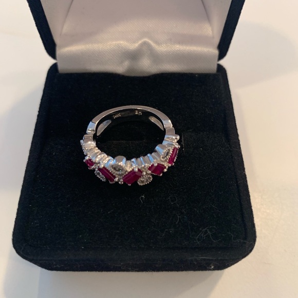 EFFY - 14k White Gold - Pink Sapphire & Diamond Ring - Picture 3 of 6